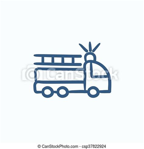 Fire truck sketch icon. Fire truck vector sketch icon isolated on ...