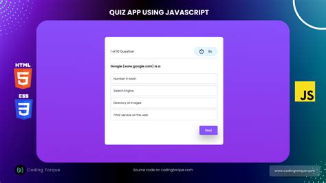 Quiz Application HTML CSS JavaScript 的图像结果