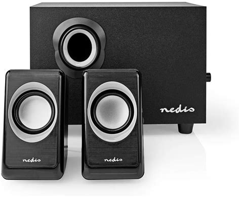 NEDIS PC Speaker 2.1 USB Powered Driver with Deep Bass Subwoofer Input ...