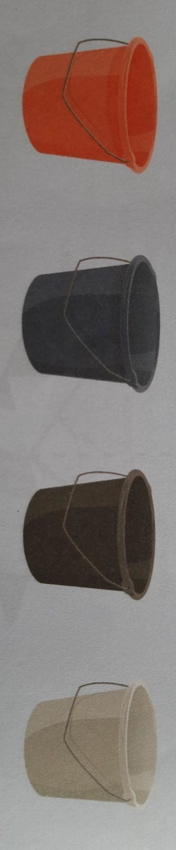 Four identical buckets made up of same material having the same amount ...