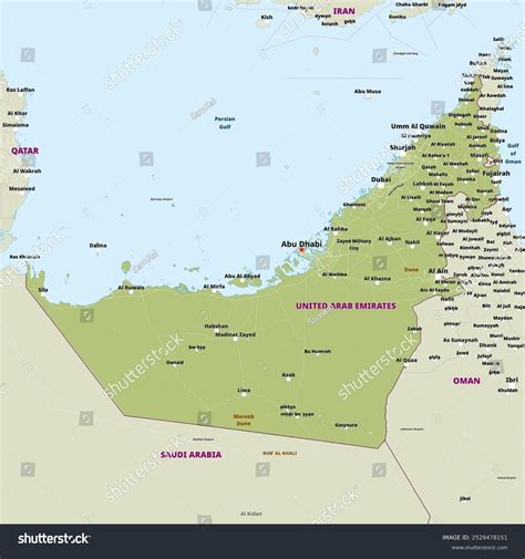 Simple Political Map United Arab Emirates Stock Vector (Royalty Free) 2529478151 | Shutterstock