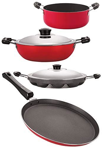 Buy Nirlon Non-Stick Aluminium BPA Free Odor Proof Cookware Set 4 Piece ...