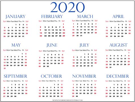 2020 Calendar With Usa Legal Holidays | Calendar Template Printable