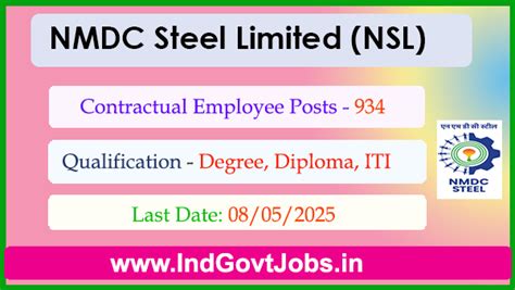 NMDC Steel Limited Recruitment 2025: Notification, Apply Online for 934 ...