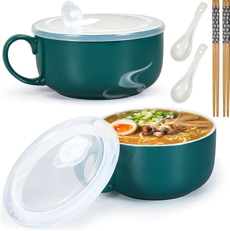 Amazon.com | Uiifan Set of 2 Ceramic Soup Mugs with Handles ...