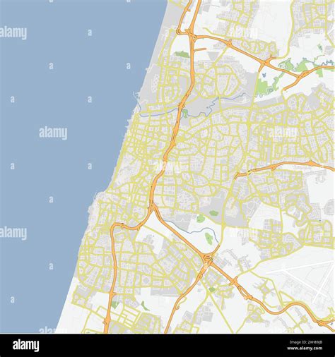 Road map of Tel Aviv in Israel. Contains layered vector with roads ...