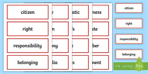 Australian Citizenship Day Vocabulary Word Cards