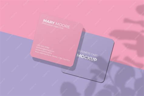 Premium PSD | Rounded corner square business card mockup with shadow ...