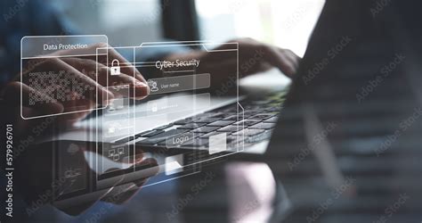 Cybersecurity , data protection concept. User privacy security and data ...