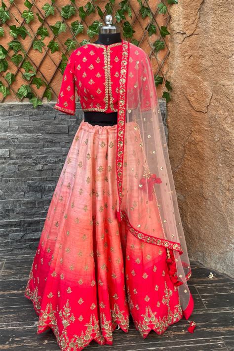 Ombre red lehenga set – Kuro Clothing India