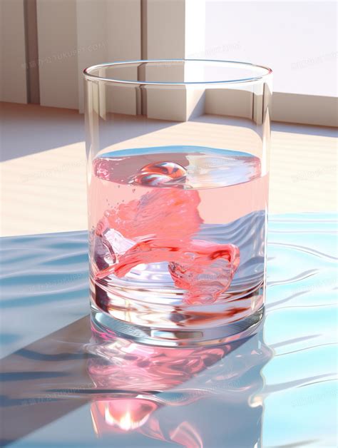 3d立体透明圆柱装满水的玻璃杯图片插画图片素材下载_jpg格式_熊猫办公