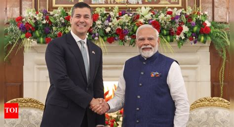 PM Modi meets Paraguay President Santiago Pena Palacios at Hyderabad ...