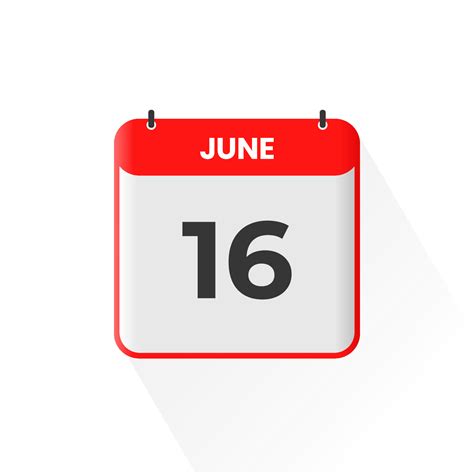 16th June calendar icon. June 16 calendar Date Month icon vector ...