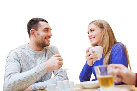Couple Joyfully Gathering Over A Cup Of Tea Or Coffee, Drinks ...