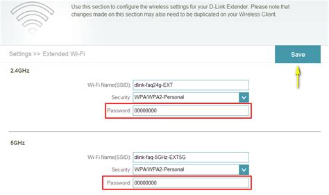 How do I change the password for the extended networks? | D-Link