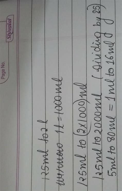 find the ratio of[tex]125ml \: to \: 2l[/tex] - Brainly.in
