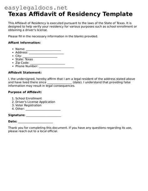 Free Texas Affidavit of Residency Forms — Download PDF Template