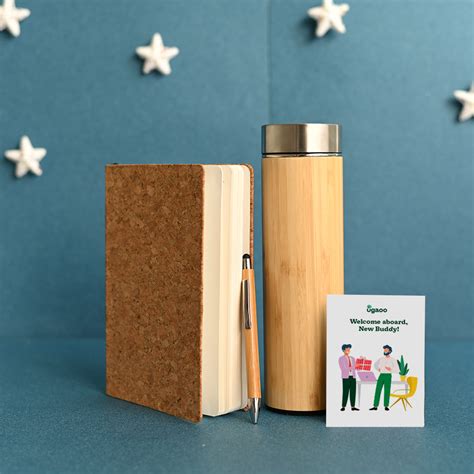 Employee Kit of Plant with Cork Notebook, Pen & Bamboo Vacuum Flask – Ugaoo
