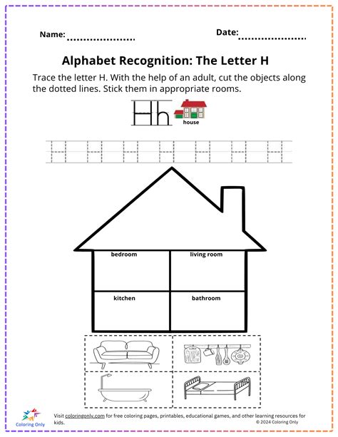 Alphabet Recognition: The Letter H Free Printable Worksheet