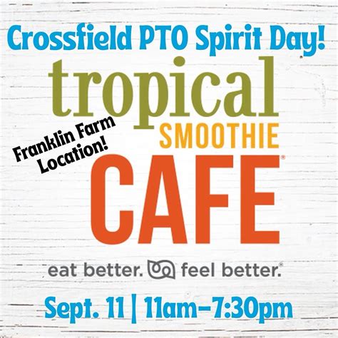 Tropical Smoothie Cafe - PTO Spirit Day!, Tropical Smoothie Cafe ...
