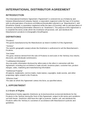 International Distributor Agreement Template - Fill and Sign Printable ...