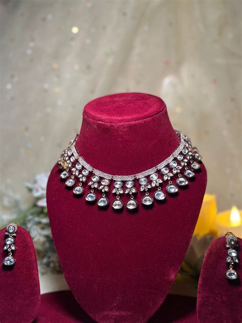 Mosanite Khwaab Choker Set – Rose Gold Festive Jewellery | Kaay Heritage