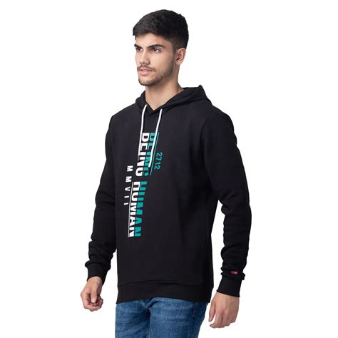 Being Human Regular Fit Men Hooded Hoody-Black