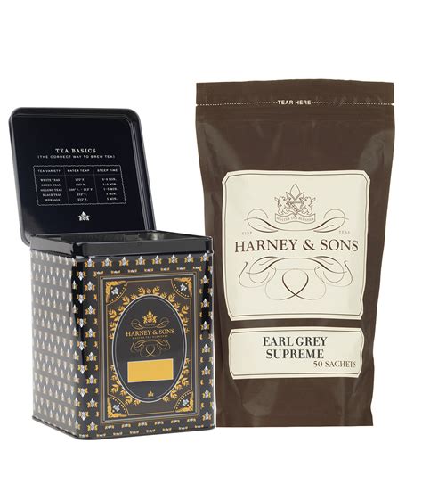 Harney & Sons 50 CT Hinged Canister Bundle - Earl Grey Supreme Sachets ...