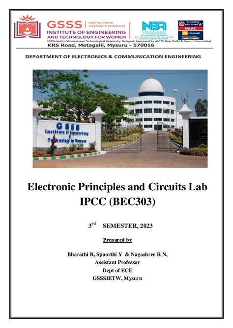 EPC lab manual-1 - Electronic Principles and Circuits Lab IPCC (BEC303 ...