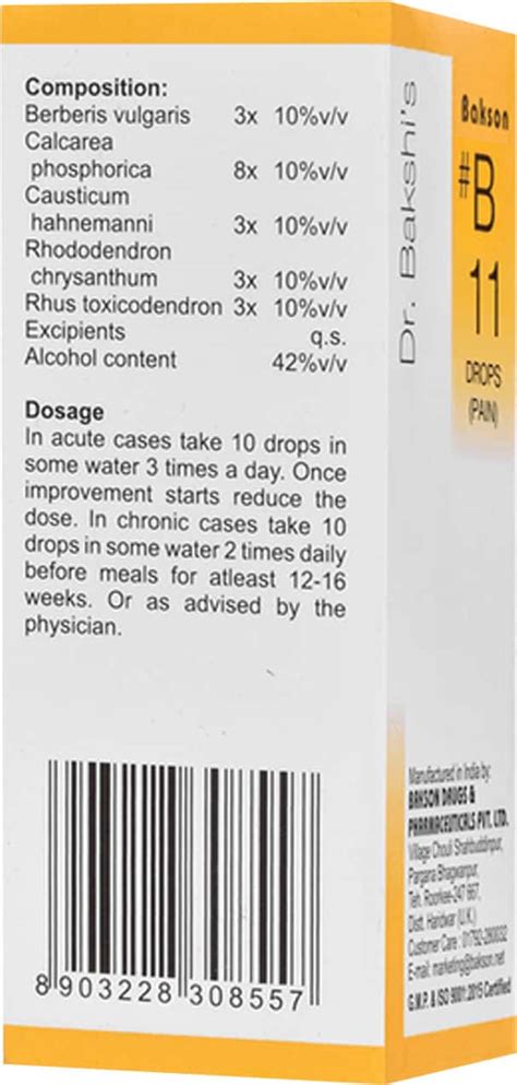 Buy BAKSONS B11 PAIN DROP 30 ML Online & Get Upto 60% OFF at PharmEasy