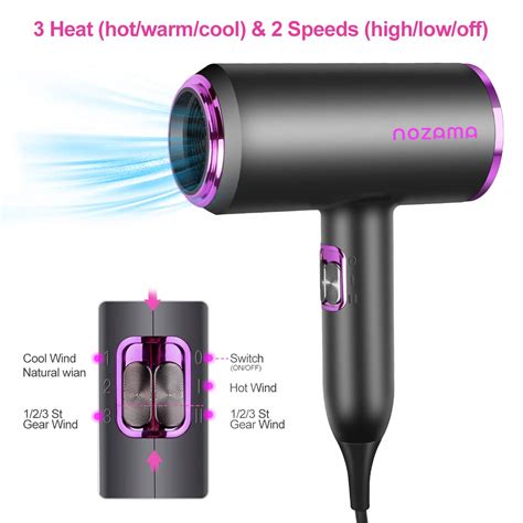 Buy Ionic Hair Dryer, Nozama 1800W Professional Hair Blow Dryers with 3 ...
