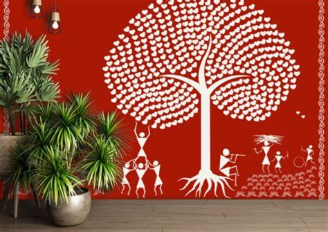 Playing Children, Ancient Indian Warli Art Wallpaper for Wall - Magicdecor®