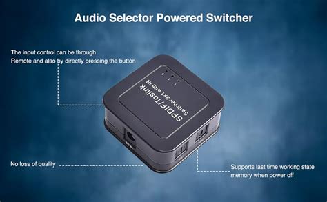 CABLESETC 3 Way HD Digital Optical SPDIF Toslink Audio Selector Powered ...