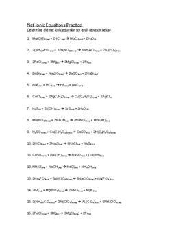 Net Ionic Equations Practice 的图像结果