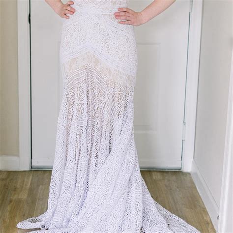 Liposa Women's Bohemian Wedding Dresses Mermaid Lace... - Depop