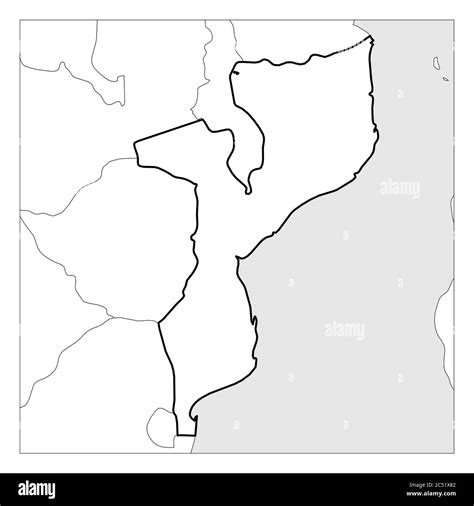 Map of Mozambique black thick outline highlighted with neighbor countries Stock Vector Image ...