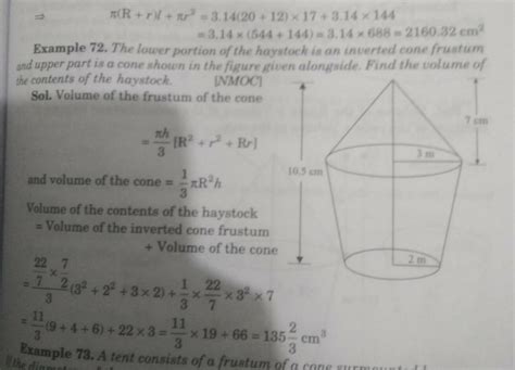 The lower portion of a haystack is an inverted cone frustum and upper ...