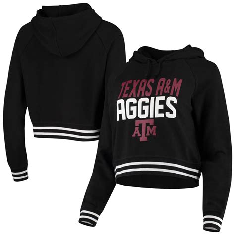 Women's Black Texas A&M Aggies Stadium Cropped Pullover Hoodie ...