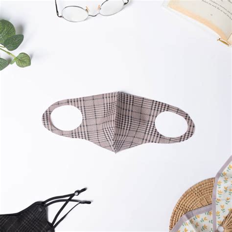 Checkered Pollution Protect Face Mask Brown Set Of 4 Online - Premium ...