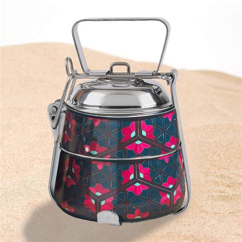 Elan Chaandini 2 Tier Lunch Box, Conoid, Stainless Steel (Printed, Mul ...