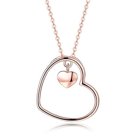 Buy GIVA Jewellery - Classic Rose Gold Heart Silver Necklace - Pure ...