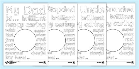 Father’s Day Drawing and Colouring Sheet | Describing Words