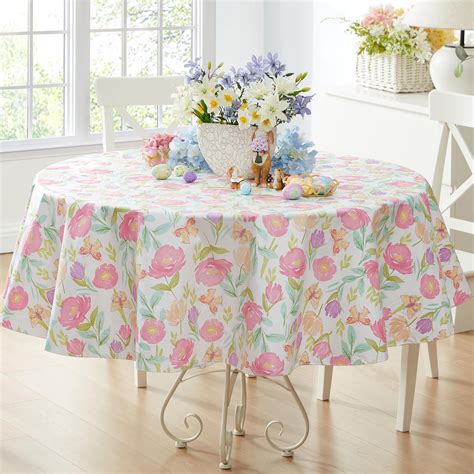 Newbridge Fabric Round Tablecloth, 70 Inch, Butterfly Field Floral ...