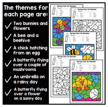 Spring Math Color by Number Worksheets 的图像结果