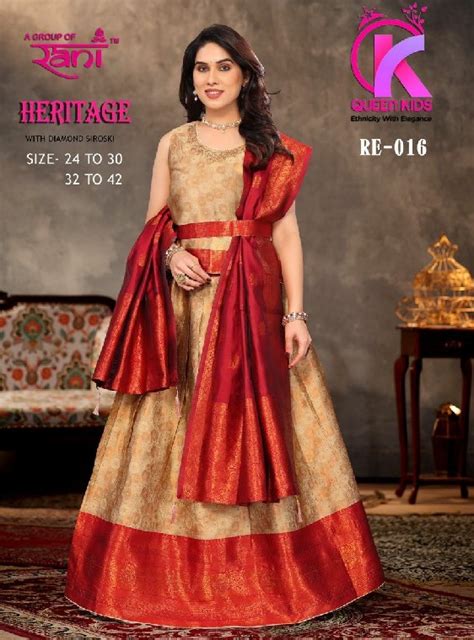 Queen Kids heritage vol 1 full stitch designer half saree kids pattu ...