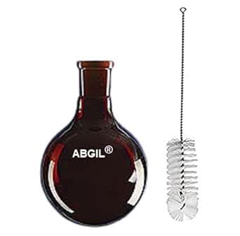 ABG BOROSILICATE GLASS AMBER COLOR BOILING FLASK ROUND BOTTOM WITH I/C ...