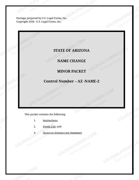 Arizona Name Change Instructions and Forms Package for a Minor ...