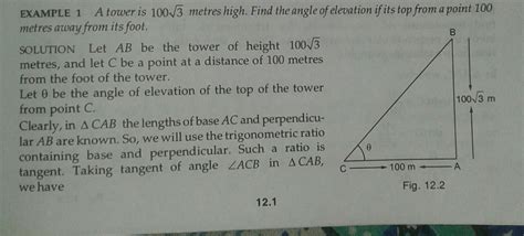 pls send photos of application of trigonometry class 10 questions from ...