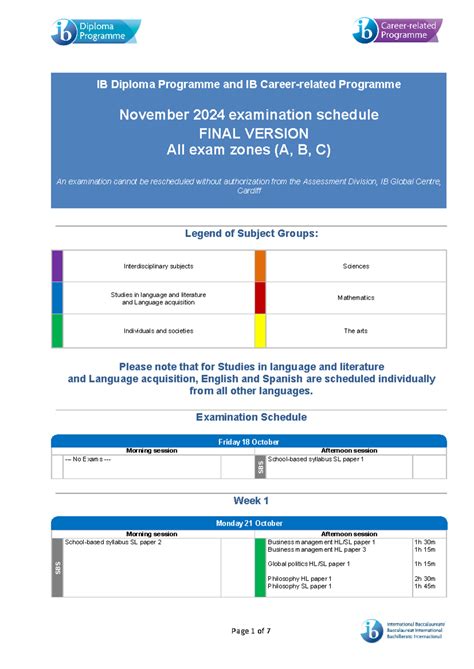 November 2024 IB Exam Schedule Overview & Key Dates - Studocu