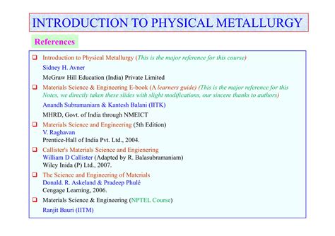 Introduction to Physical Metallurgy Lecture Notes | PDF